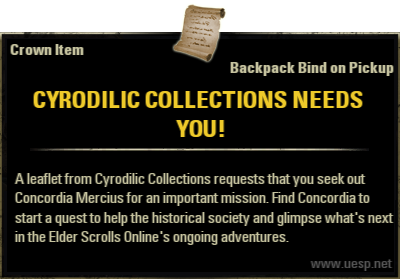 Файл:ON-Crown Item-Cyrodilic Collections Needs You!.png