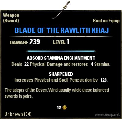 Файл:ON-quest-item-Blade of the Rawlith Khaj.png